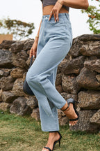 High Waist Loose Fit Ankle Slit Jeans (2)