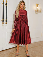 Tie Waist Long Sleeve Midi Dress (11)