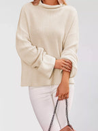 Mock Neck Dropped Shoulder Sweater
