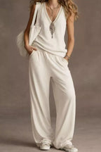 V-neck Tank Wide Leg Pants Set