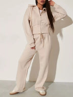 Zip-up Hoodie Wide-leg Pants Set (3)