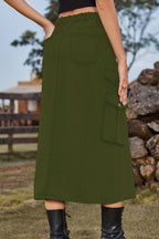 Slit Front Midi Denim Skirt Pockets (11)