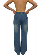 Wide Leg Contrast Stitching Jeans (10)