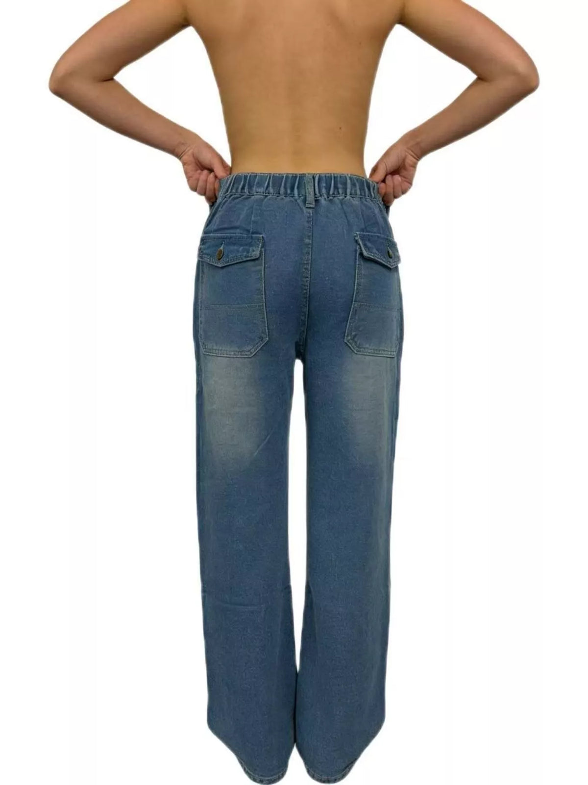 Wide Leg Contrast Stitching Jeans (10)
