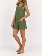 Full Size Tie-shoulder Romper Pockets Plus (25)