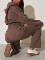 Zip-up Hoodie Wide-leg Pants Set (24)