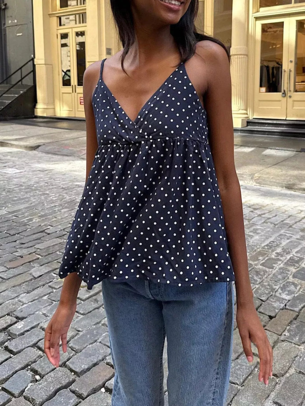 Polka Dot V-neck Flowy Cami (7)