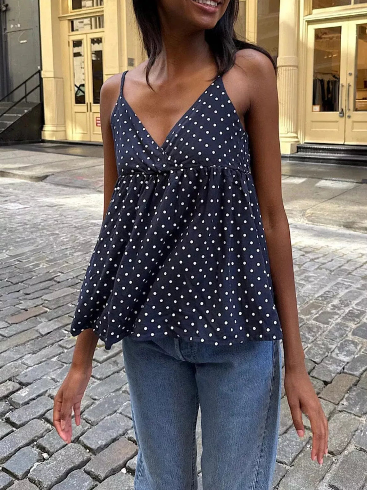 Polka Dot V-neck Flowy Cami (7)