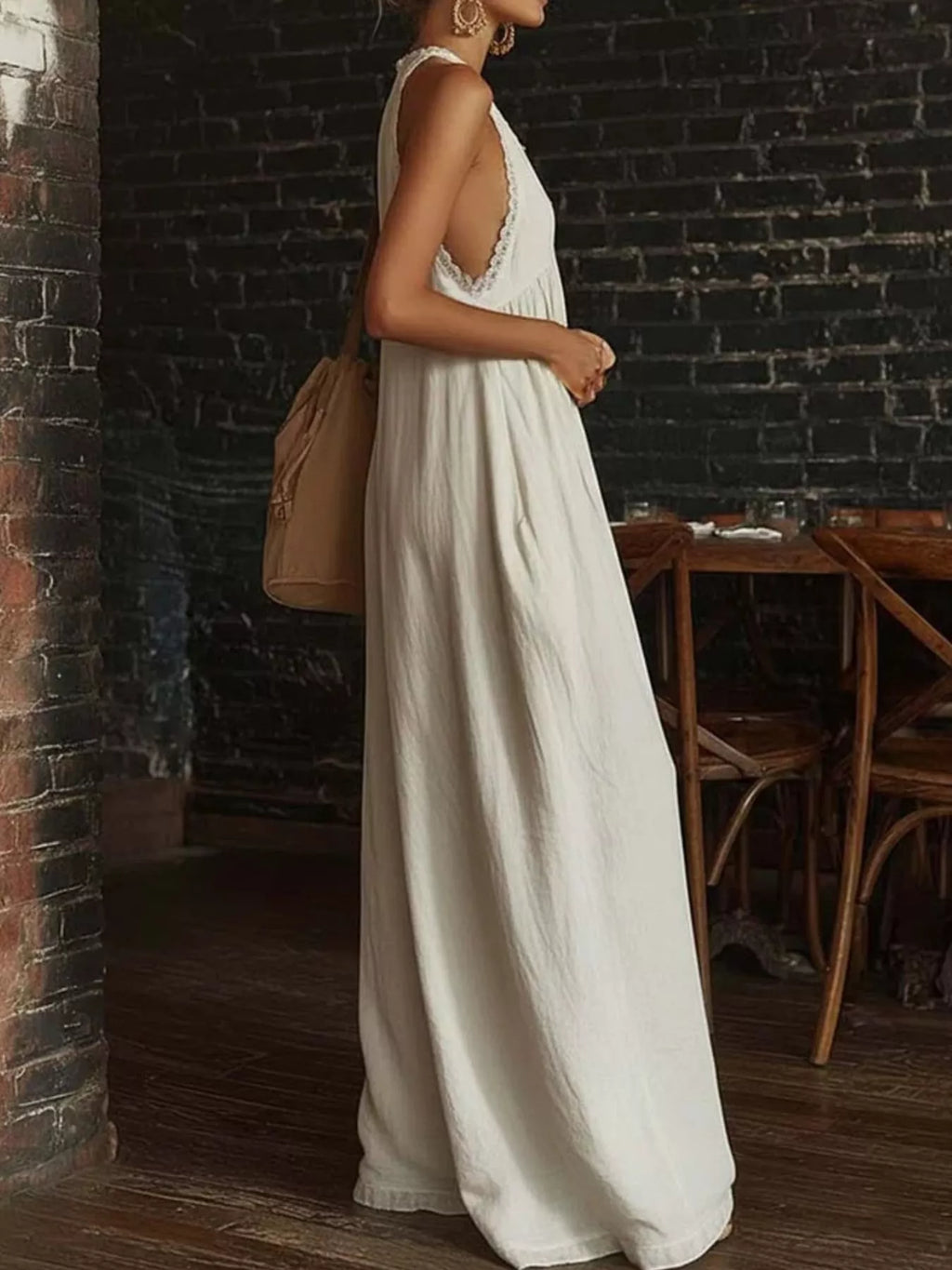 Full Size Halter Neck Lace Trim Wide Leg Jumpsuit Plus (2)
