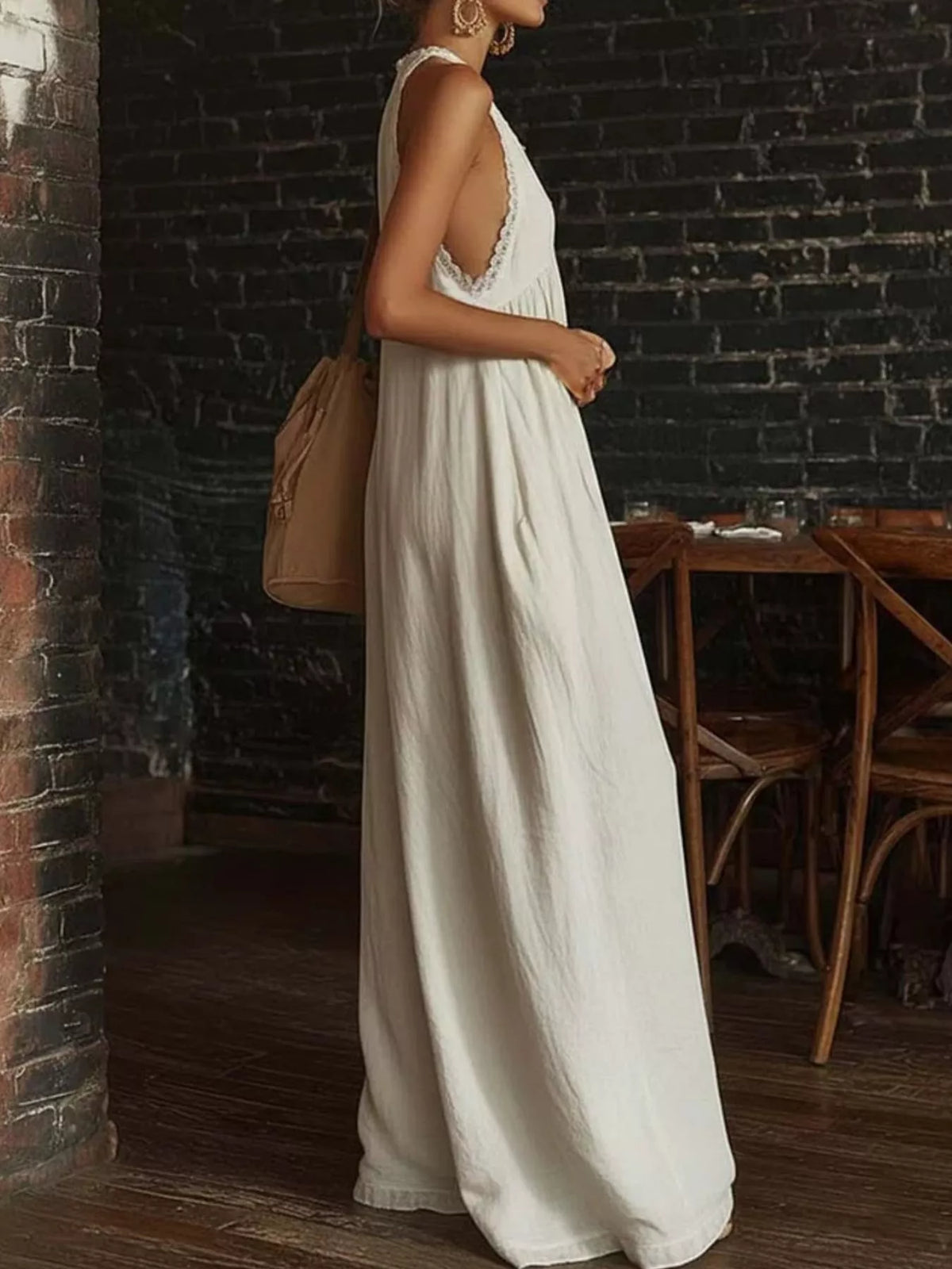 Full Size Halter Neck Lace Trim Wide Leg Jumpsuit Plus (2)