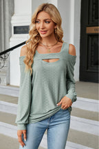 Cold Shoulder Square Neck Cutout Blouse (13)
