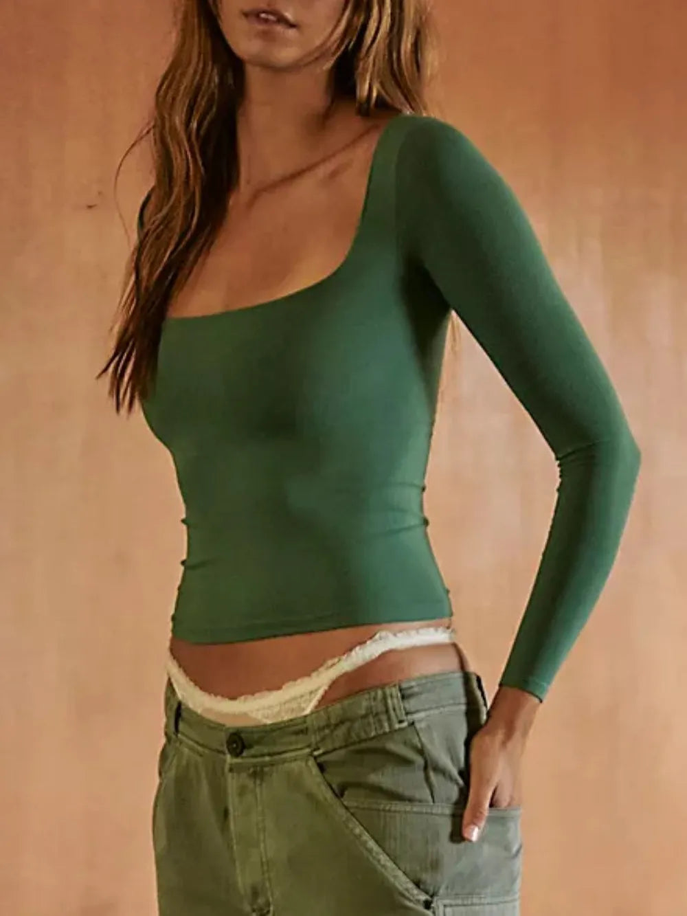 Square Neck Long Sleeve T-shirt (9)