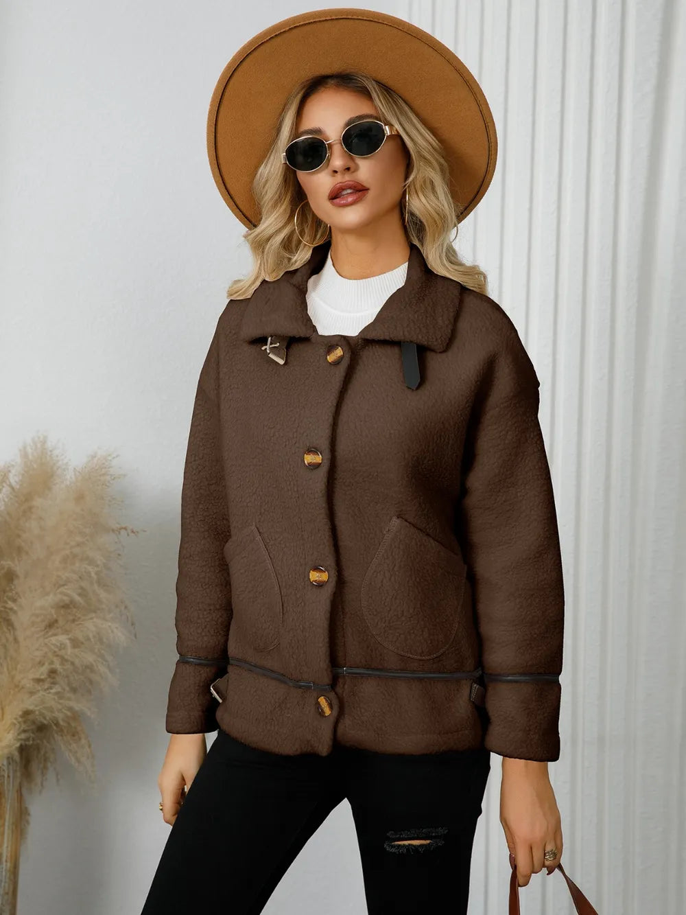 Pocketed Button Down Collared Neck Jacket (17)