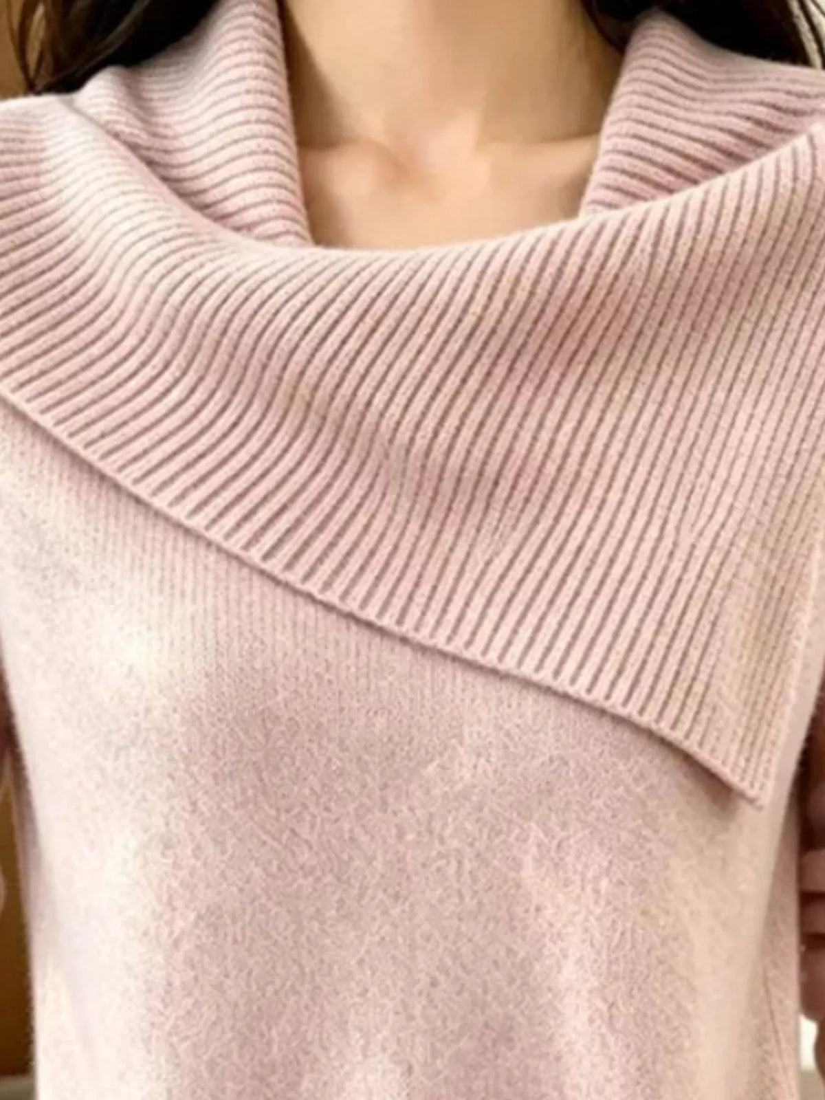 Full Size Asymmetric Ribbed Collar Sweater Plus (8)