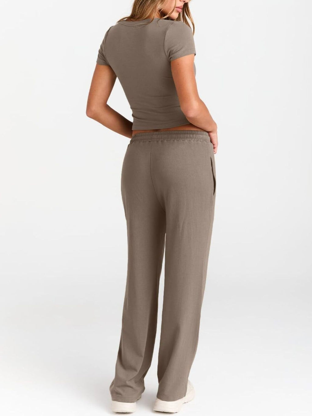Round Neck Short Sleeve Tee Pants Set (20)