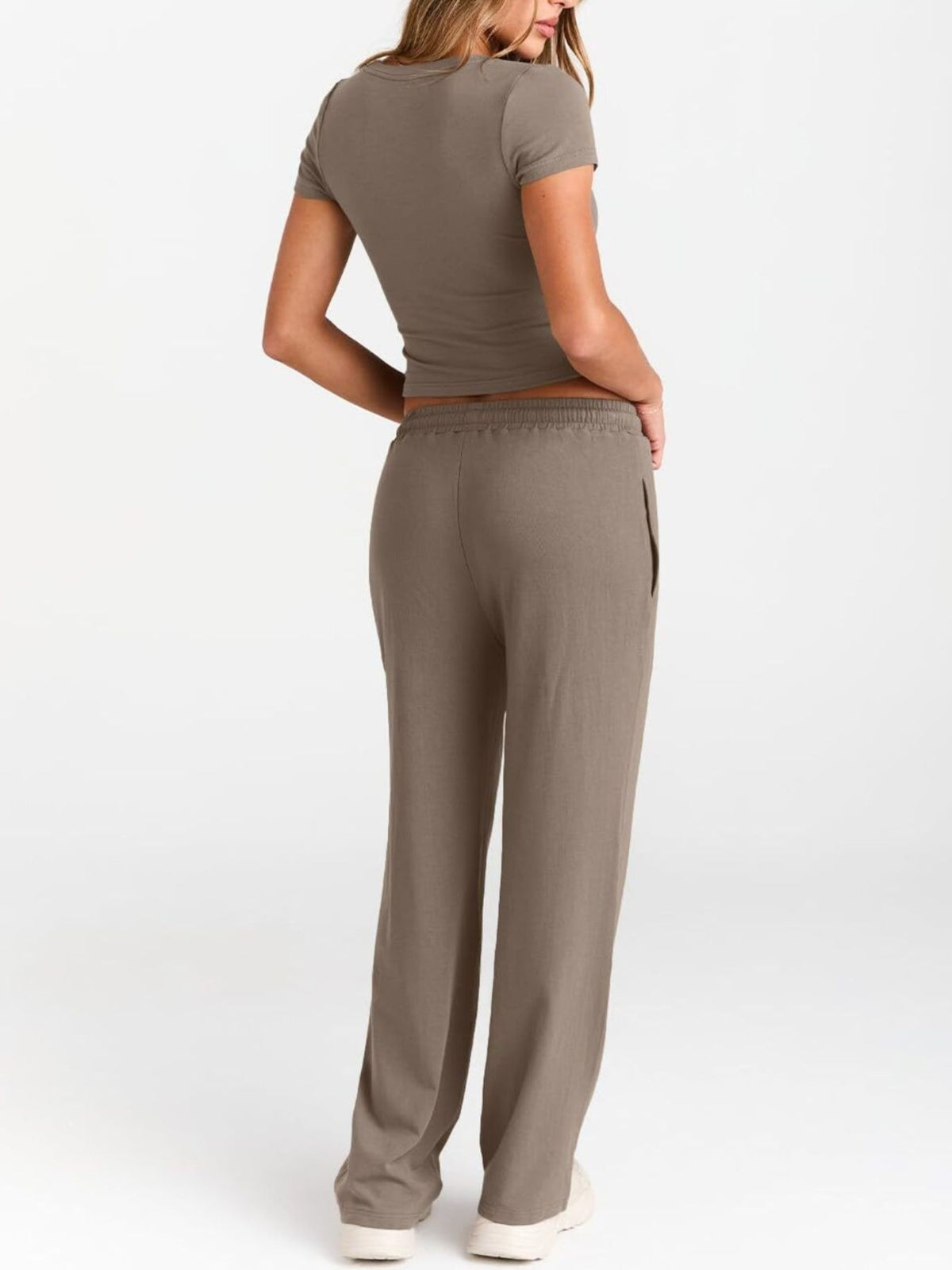 Round Neck Short Sleeve Tee Pants Set (20)