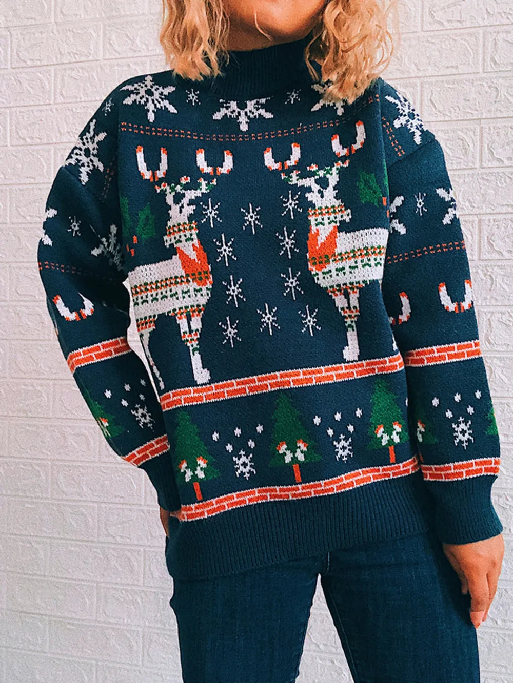 Turtleneck Drop Shoulder Long Sleeve Sweater (8)