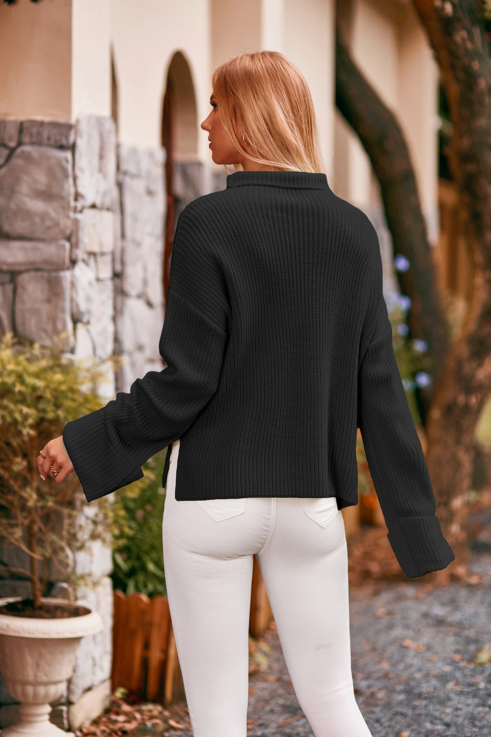 Mock Neck Drop Shoulder Sweater (5)