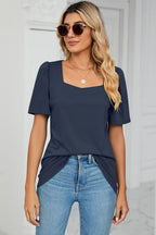 Square Neck Short Sleeve T-shirt (12)