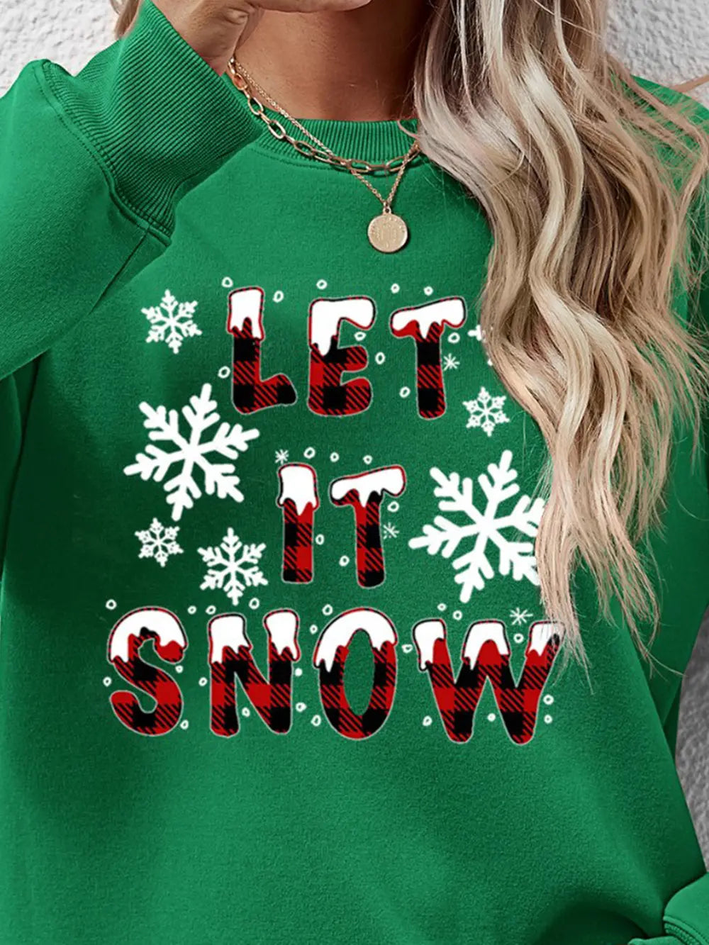 Let It Snow Round Neck Long Sleeve Sweatshirt (3)