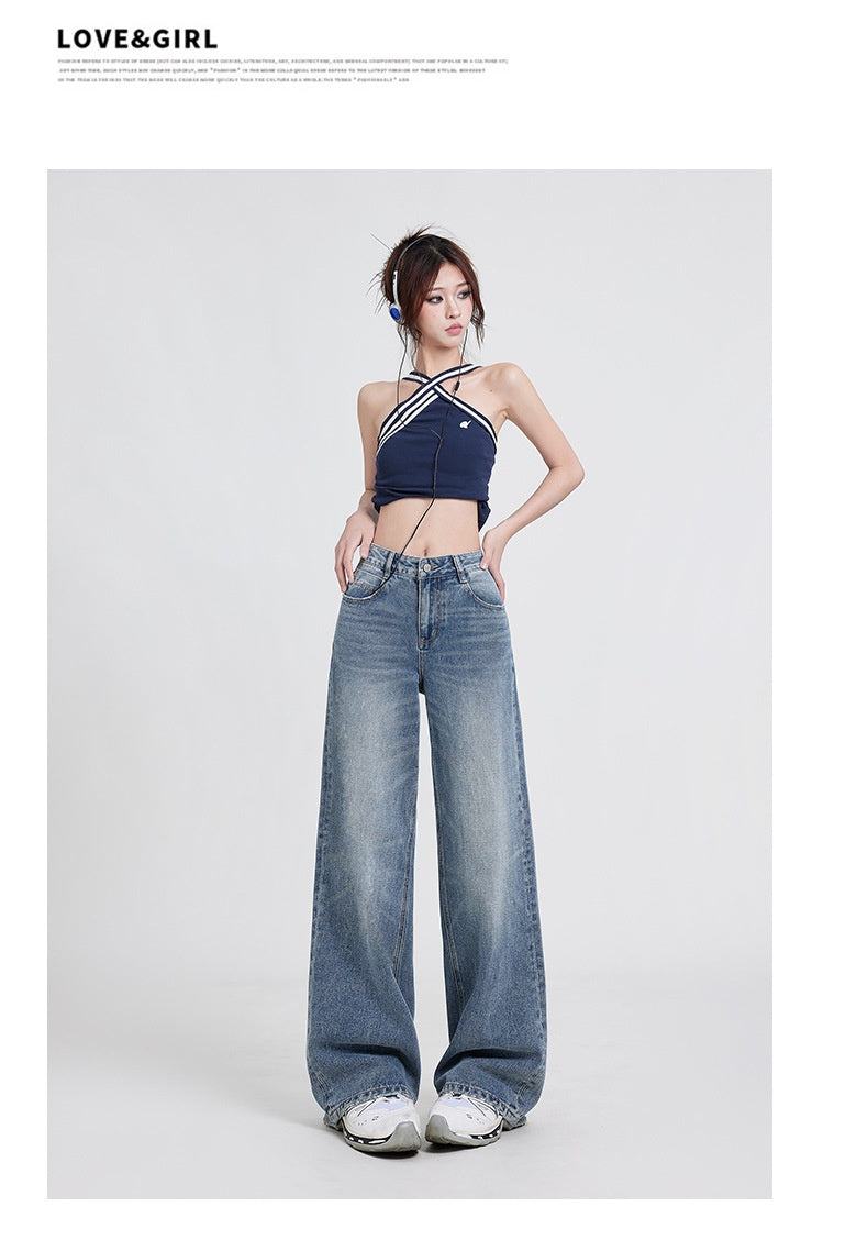 Wide Leg Jeans High Waist Baggy Straight Trousers photo 4