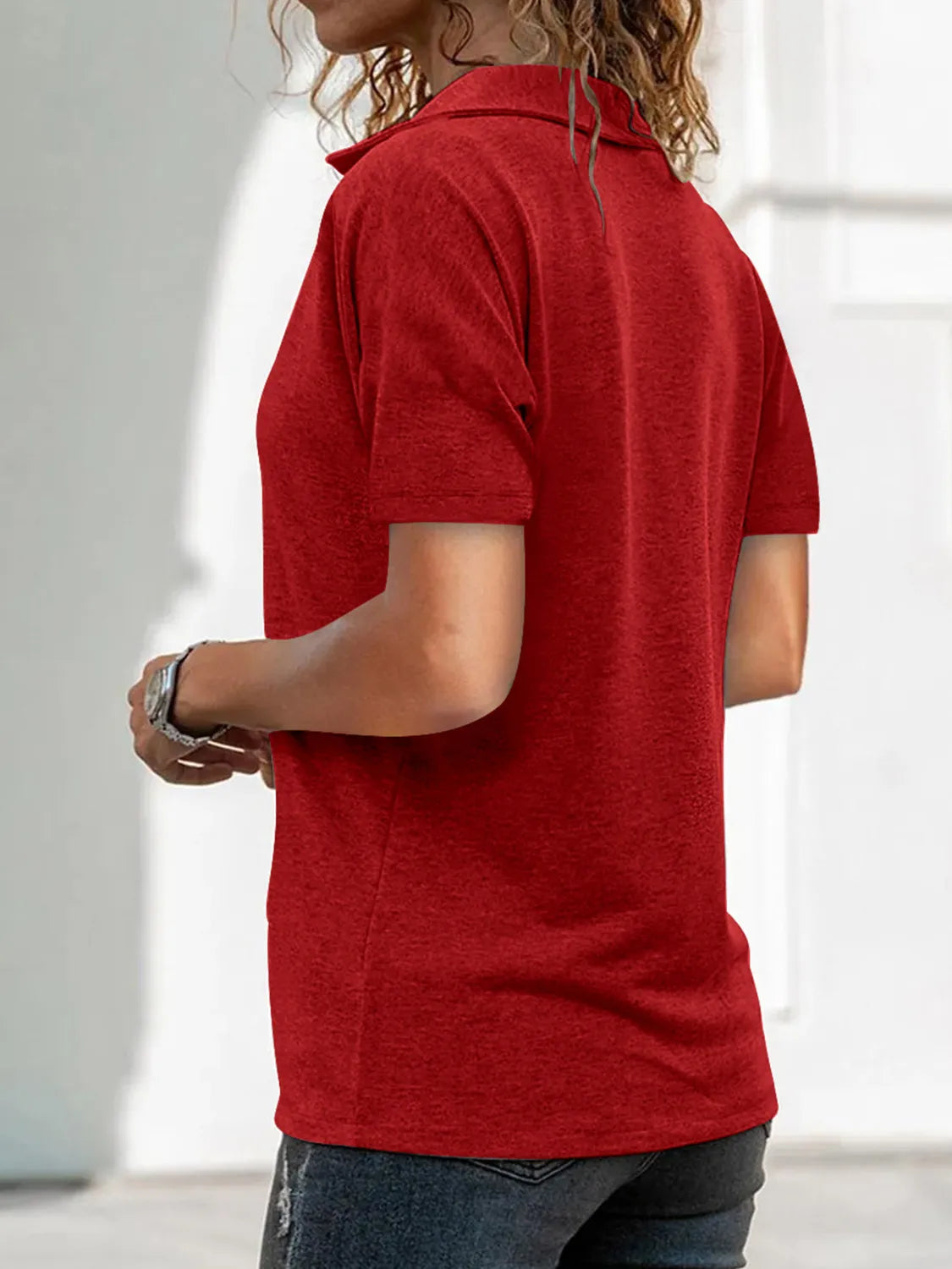 Zip Collar Short Sleeve Top (2)