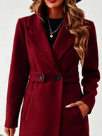 Full Size Elegant Lapel Collar Belted Coat Pockets Plus (13)