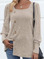 Decorative Button Square Neck Top (5)