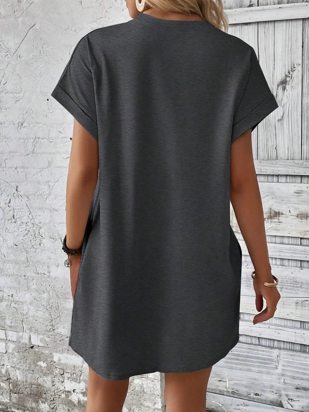 Round Neck Short Sleeve Mini Dress (25)