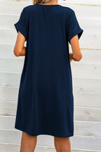 Scoop Neck Short Sleeve Pocket Dress (13)