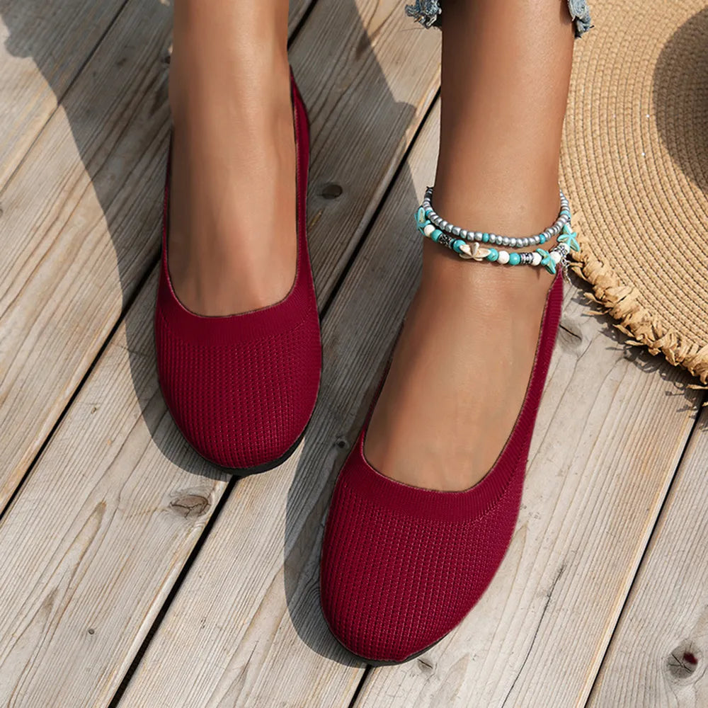 Round Toe Knit Ballet Flats (3)
