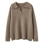 Cashmere Short Loose Polo Collar Sweater photo 3
