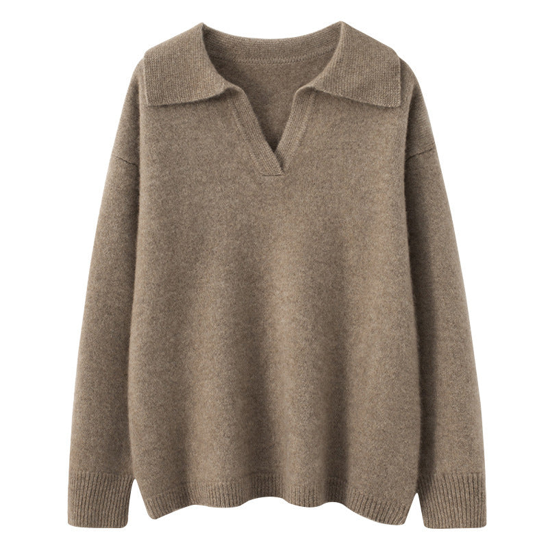 Cashmere Short Loose Polo Collar Sweater photo 3