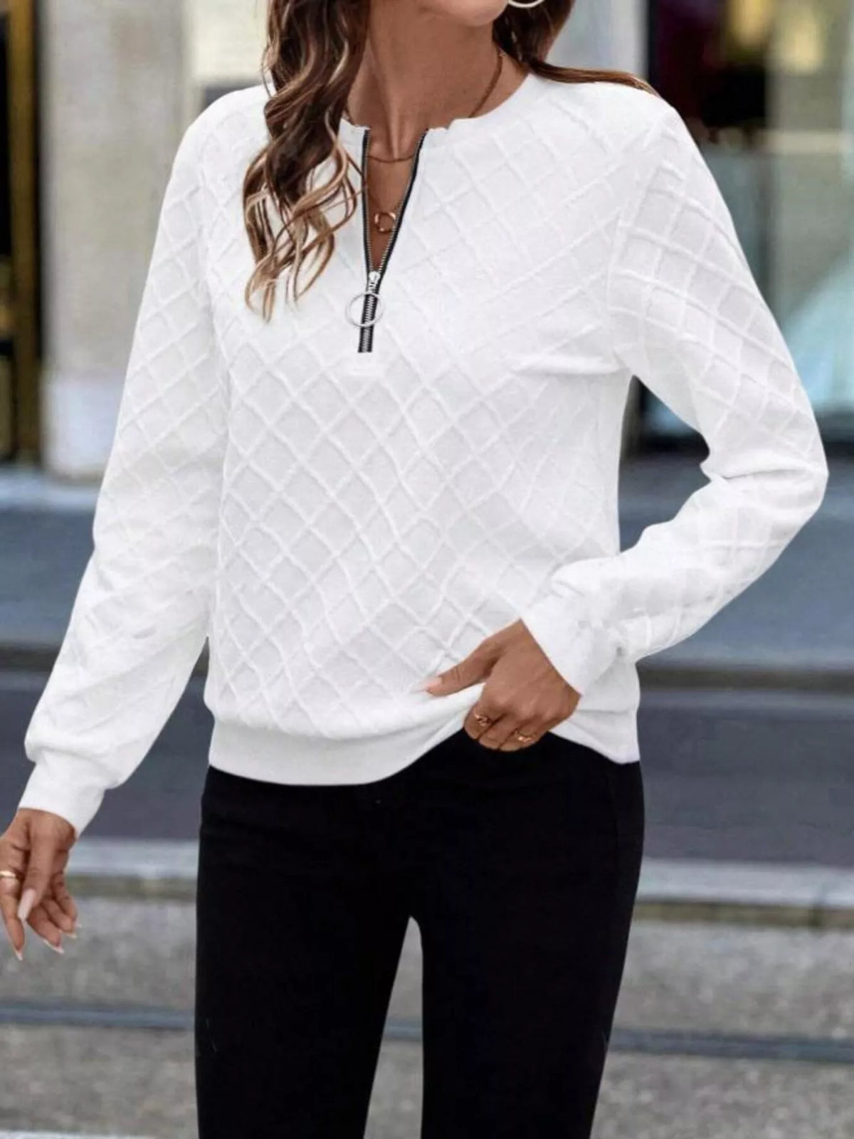 Textured Quarter-zip Sweatshirt (4)