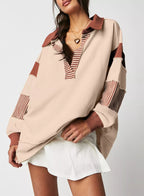 Block Striped Johnny Collar Sweatshirt (2)