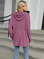 Half Button Long Sleeve Hooded Top (6)