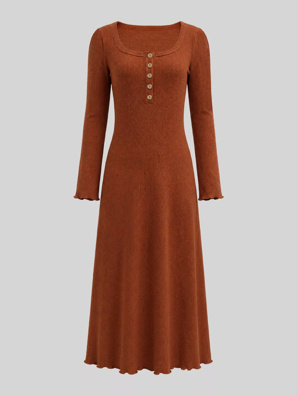 Button-front Ribbed Knit Maxi Dress (5)