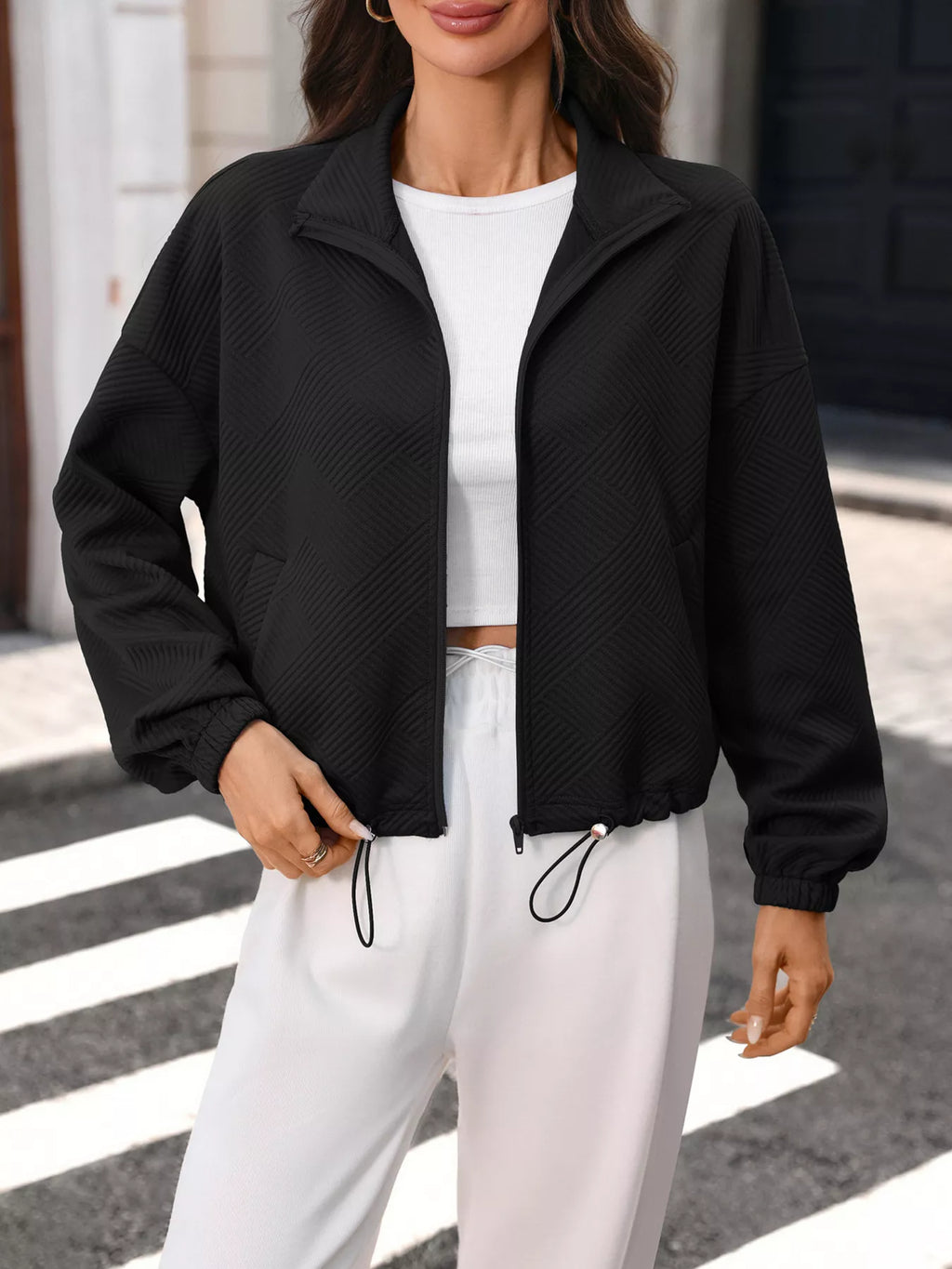 Textured Zip-up Casual Jacket (16)