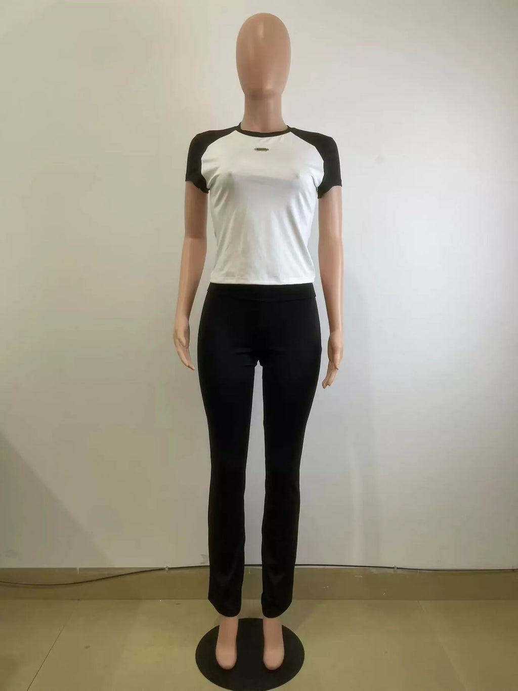 Contrast Short Sleeve Tee Pants Set (7)