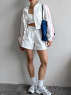 Zip Up Long Sleeve Jacket Shorts Set (12)