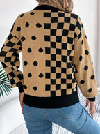 Plaid Round Neck Long Sleeve Sweater (15)