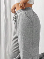 Relaxed Fit Drawstring Waist Solid Pants (6)