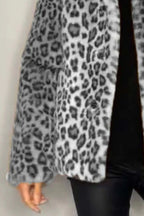 Full Size Leopard Furry Collared Neck Long Sleeve Coat (7)