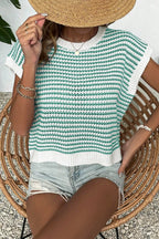 Striped Round Neck Sweater Vest (19)