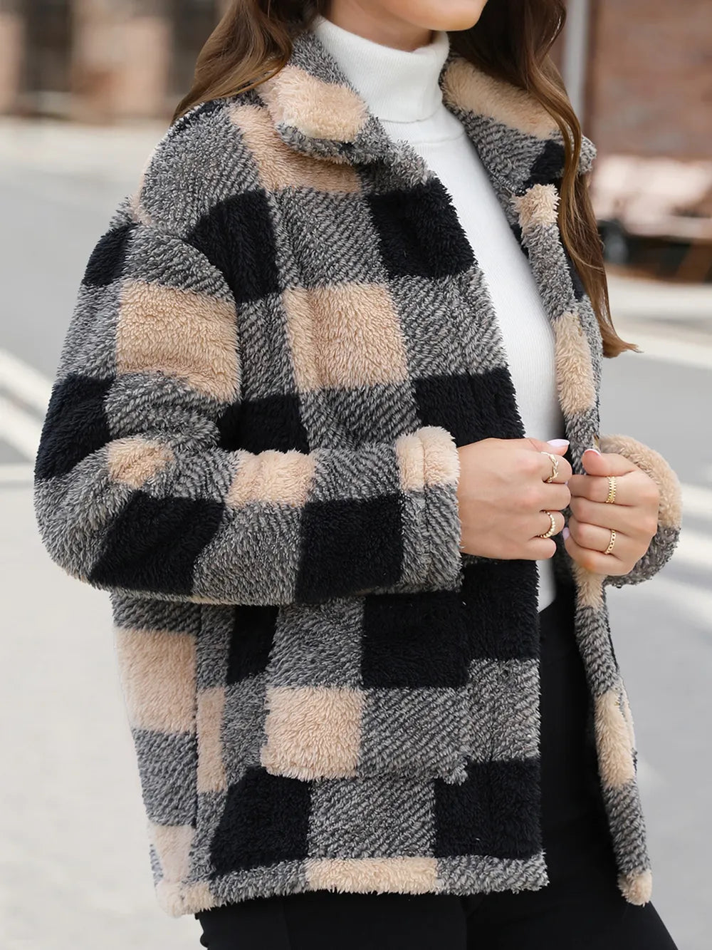 Button Up Drop Shoulder Fuzzy Jacket (14)