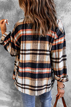 Plaid Button Front Shirt Jacket Breast Pockets (13)