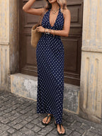 Polka Dot Halter Neck Maxi Dress (10)