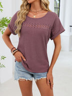 Lace Trim Short Sleeve T-shirt (12)