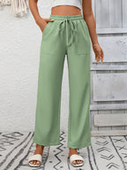 Casual Drawstring Wide Leg Pants (2)