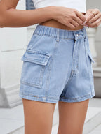 High Waist Cargo Denim Shorts (12)